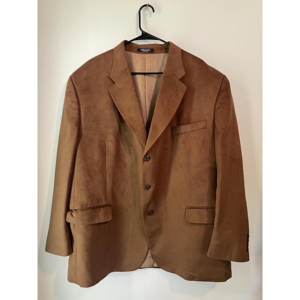 Vintage Chaps Ralph Lauren‎ Mens Brown Suede Sport Coat Blazer Jacket 50R